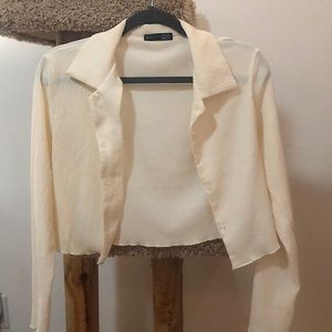 DAZY Button Through Textured Crop Shirt US Size M (2)